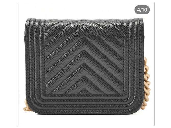 Chanel Borsa Banana Boy Mini Nera in Pelle di Agnello Nero - vista 2