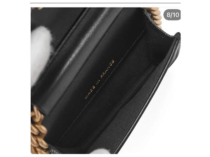 Chanel Borsa Banana Boy Mini Nera in Pelle di Agnello Nero - vista 7