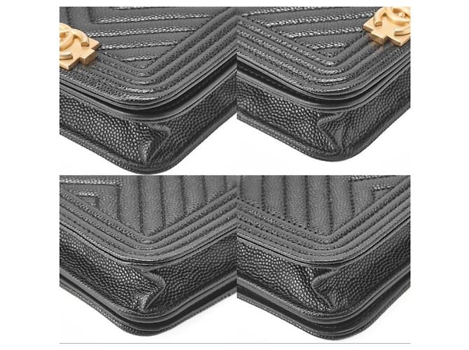 Chanel Borsa Banana Boy Mini Nera in Pelle di Agnello Nero - vista 9