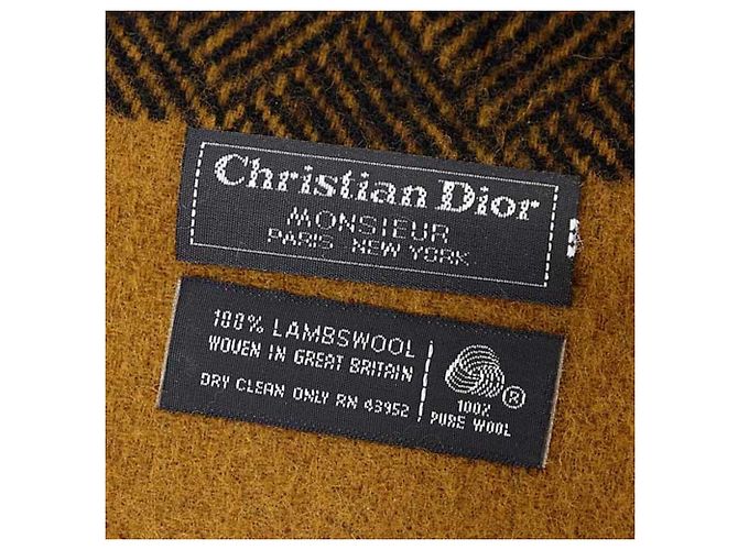 Sciarpa in lana d'agnello MONSIEUR Christian Dior Marrone Nero - vista 4