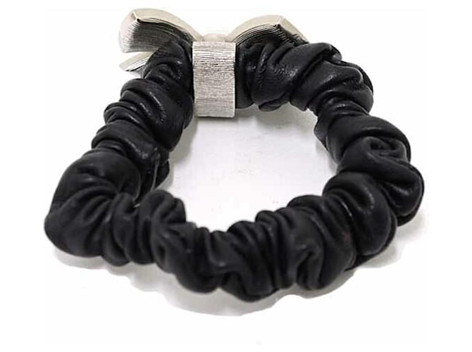 Timeless Scrunchie in pelle Chanel Nero - vista 3