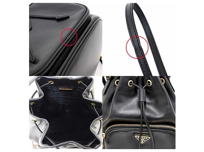Saffiano Borsa a secchiello Duet di Prada in pelle di vitello nera Nero - vista 6