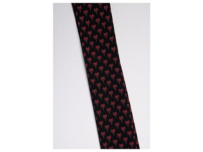Foulard con stampa a cuore Saint Laurent con bordi grezzi Nero Rosso - vista 2