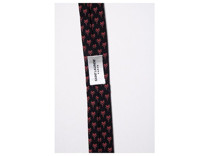 Foulard con stampa a cuore Saint Laurent con bordi grezzi Nero Rosso - vista 3