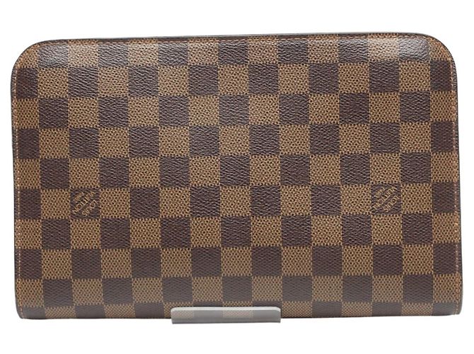 Borsa Clutch Louis Vuitton Damier Ebene Marrone - vista 3