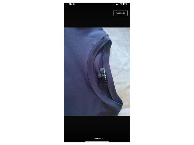 Cambon T-shirt Chanel a maniche lunghe Blu Navy Velluto - vista 2