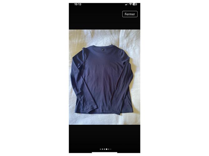 Cambon T-shirt Chanel a maniche lunghe Blu Navy Velluto - vista 4