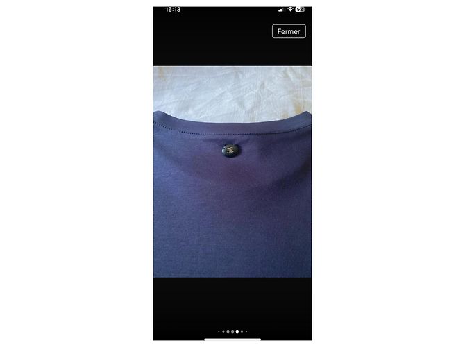 Cambon T-shirt Chanel a maniche lunghe Blu Navy Velluto - vista 5