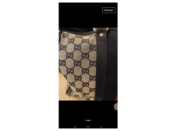 Gucci Boston Handtasche Blau und Rot Stoff - Ansicht 6