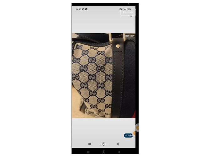 Gucci Boston Handtasche Blau und Rot Stoff - Ansicht 8
