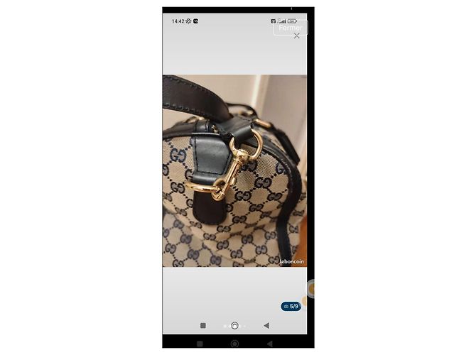 Gucci Boston Handtasche Blau und Rot Stoff - Ansicht 9