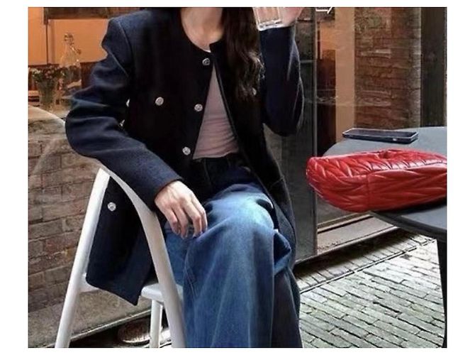 Chanel Navy Blue Wool Jacket FR 34 - view 3