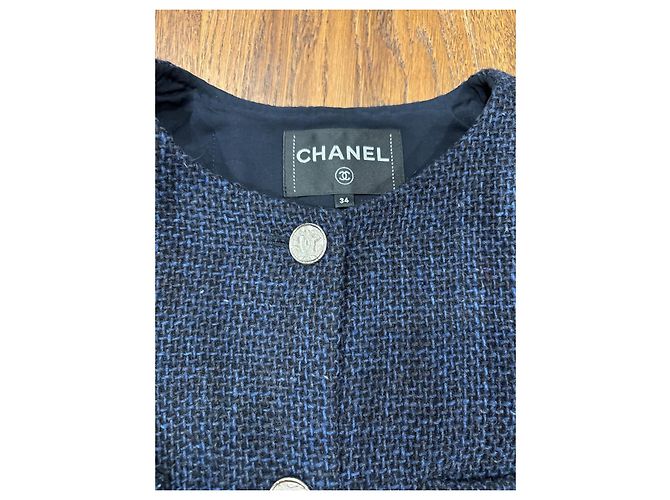 Chanel Navy Blue Wool Jacket FR 34 - view 6