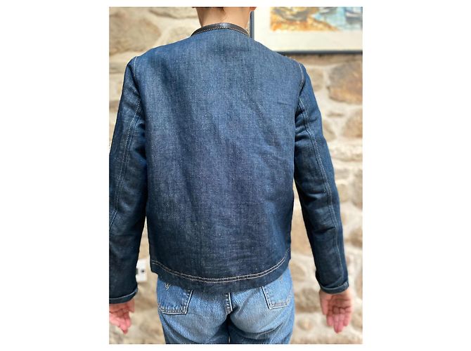 Hermès Jeans- und Lederjacke Marineblau - Ansicht 2