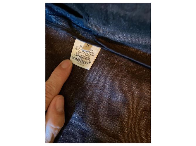 Hermès Jeans- und Lederjacke Marineblau - Ansicht 6