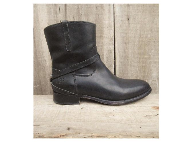 Stivaletti Frye Lindsay Plate Short in pelle nera Nero - vista 2