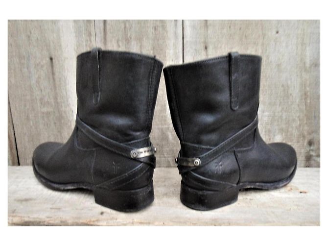 Stivaletti Frye Lindsay Plate Short in pelle nera Nero - vista 4