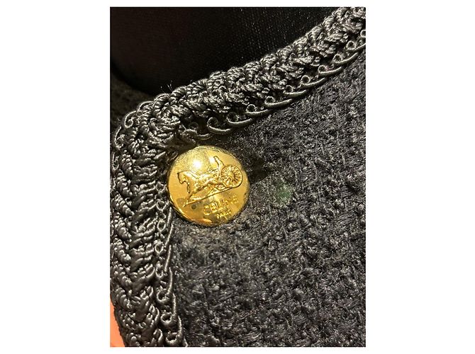 Giacca Céline in lana e tweed nera Taglia 36 Nero - vista 14