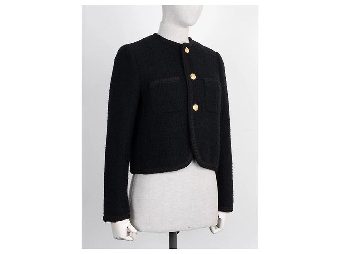 Giacca Céline in lana e tweed nera Taglia 36 Nero - vista 3