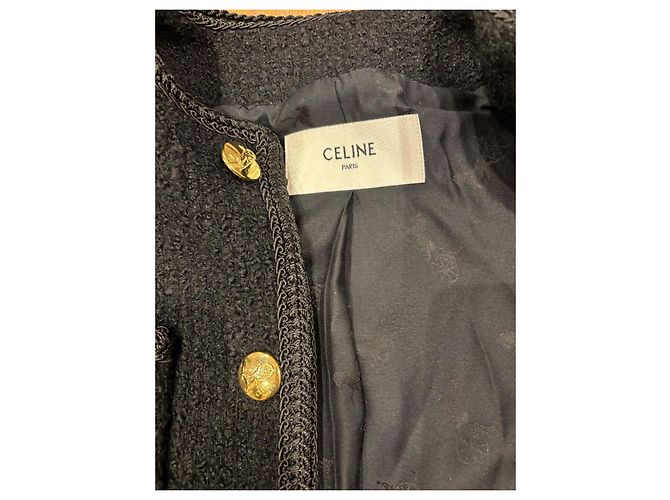 Giacca Céline in lana e tweed nera Taglia 36 Nero - vista 4