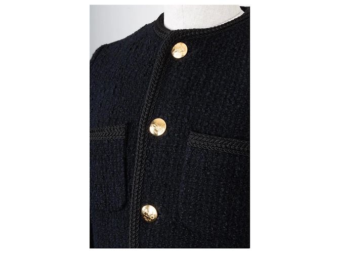 Giacca Céline in lana e tweed nera Taglia 36 Nero - vista 7