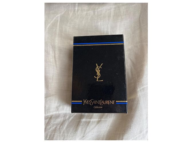 Spilla Yves Saint Laurent metallo dorato cristalli blu e verdi D'oro Verde - vista 6