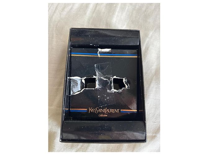 Spilla Yves Saint Laurent metallo dorato cristalli blu e verdi D'oro Verde - vista 8
