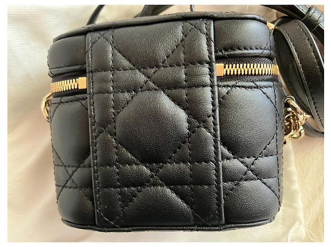 Cannage Borsa Mini Vanity Dior in pelle nera Nero - vista 2