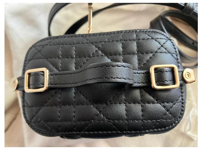Cannage Borsa Mini Vanity Dior in pelle nera Nero - vista 4