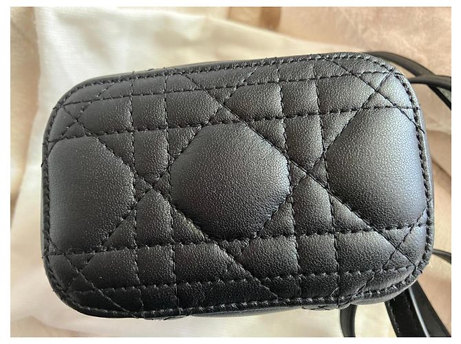 Cannage Borsa Mini Vanity Dior in pelle nera Nero - vista 5