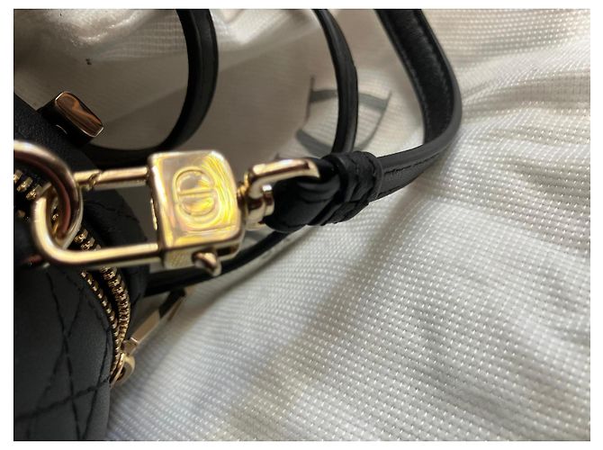 Cannage Borsa Mini Vanity Dior in pelle nera Nero - vista 6