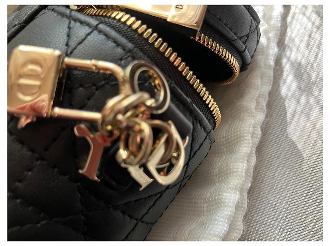 Cannage Borsa Mini Vanity Dior in pelle nera Nero - vista 7