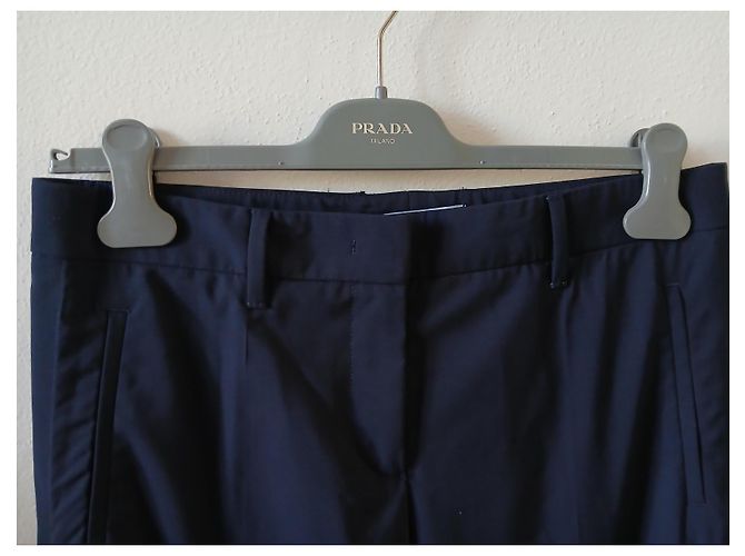 Pantalones rectos Prada azul marino de lana Gris - vista 10