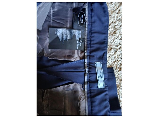 Pantalones rectos Prada azul marino de lana Gris - vista 3