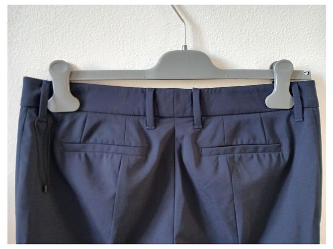 Pantalones rectos Prada azul marino de lana Gris - vista 8