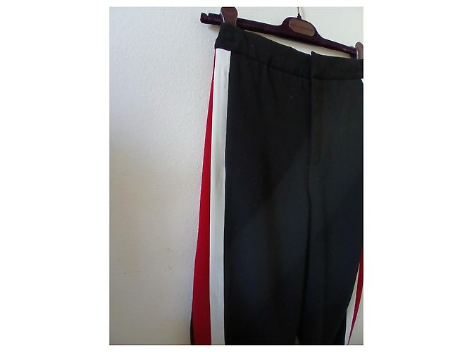 Calça larga preta fluida Zara com listras laterais Preto - vista 2