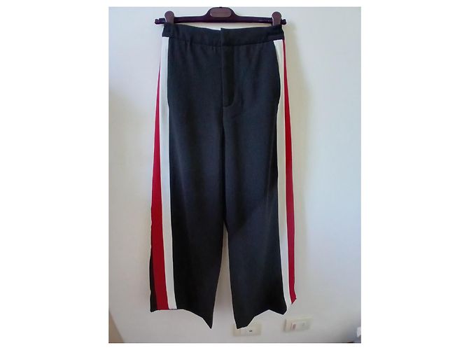Calça larga preta fluida Zara com listras laterais Preto - vista 3