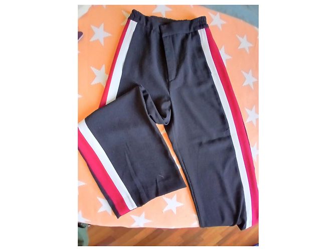 Calça larga preta fluida Zara com listras laterais Preto - vista 6