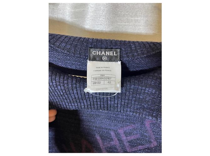 Pull marin Chanel en cachemire bleu marine Bleu foncé - vue 3