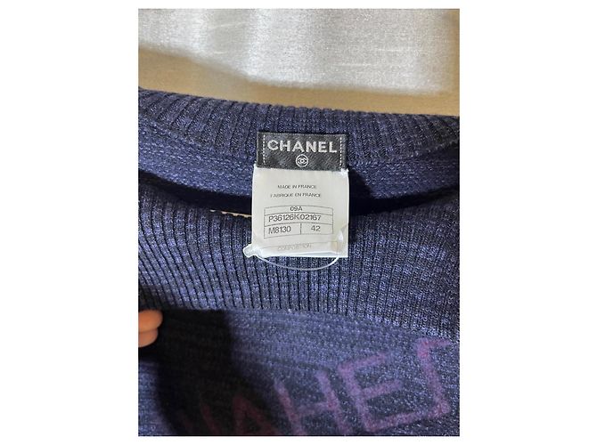 Pull marin Chanel en cachemire bleu marine Bleu foncé - vue 4