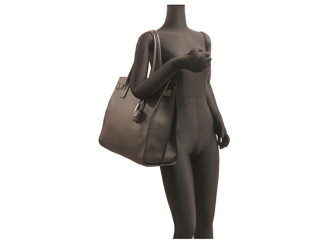 Borsa Tote da Uomo Sac de Jour Souple di Saint Laurent Nero - vista 8