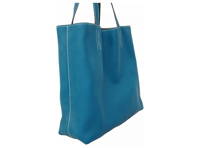 Borsa Tote Hermès Double Sens 36 Blu - vista 2