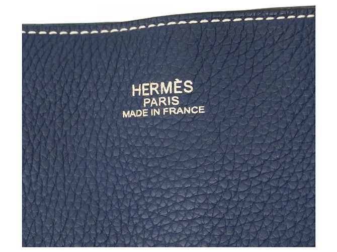 Borsa Tote Hermès Double Sens 36 Blu - vista 5