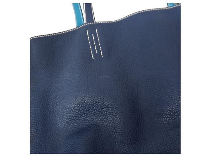 Borsa Tote Hermès Double Sens 36 Blu - vista 9