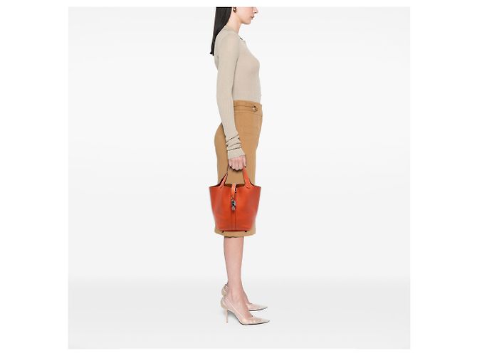 Hermès Arancione Clemence Picotin Lock 18 - vista 7