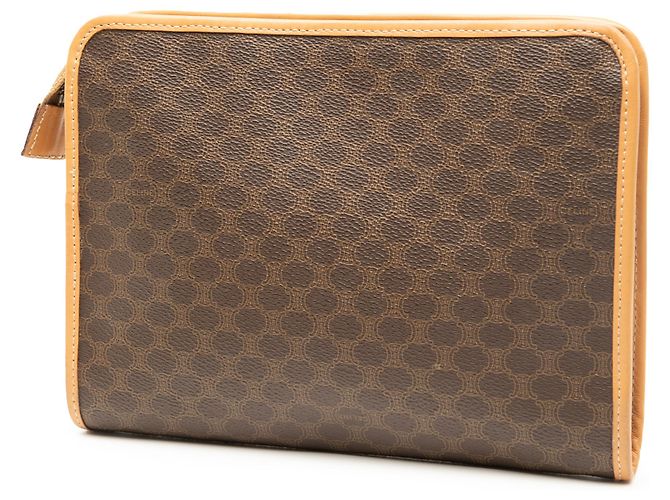 Céline Clutch in tela rivestita Macadam marrone Celine - vista 2
