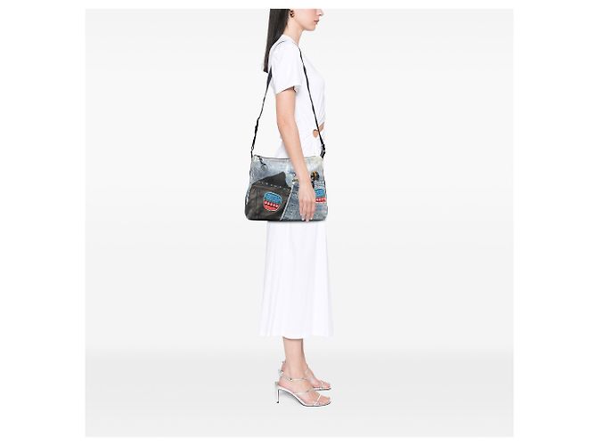Dior Borsa a Tracolla in Denim Stampato Blu Speedway - vista 7