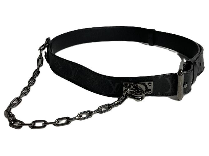 Louis Vuitton Monogram Eclipse Santur Signature Kette Gürtel Schwarz - Ansicht 2