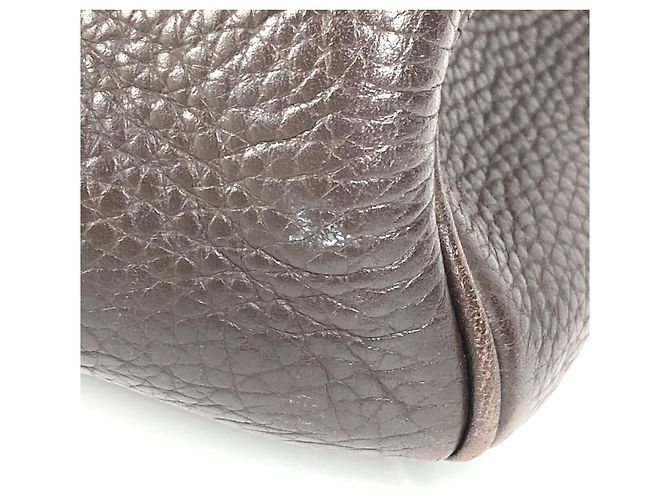 Borsa Tote Hermès Birkin 35 in pelle Taurillon Clemence Marrone Cioccolato - vista 11