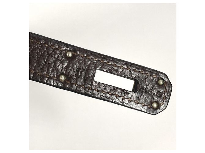 Borsa Tote Hermès Birkin 35 in pelle Taurillon Clemence Marrone Cioccolato - vista 12
